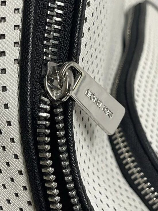 Michael Kors Lacey MK Sport Tape Backpack In Optic White Perforated Leather